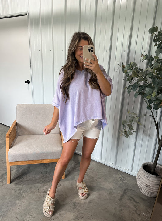 Devin Washed dolman Tee- Ash Lavender