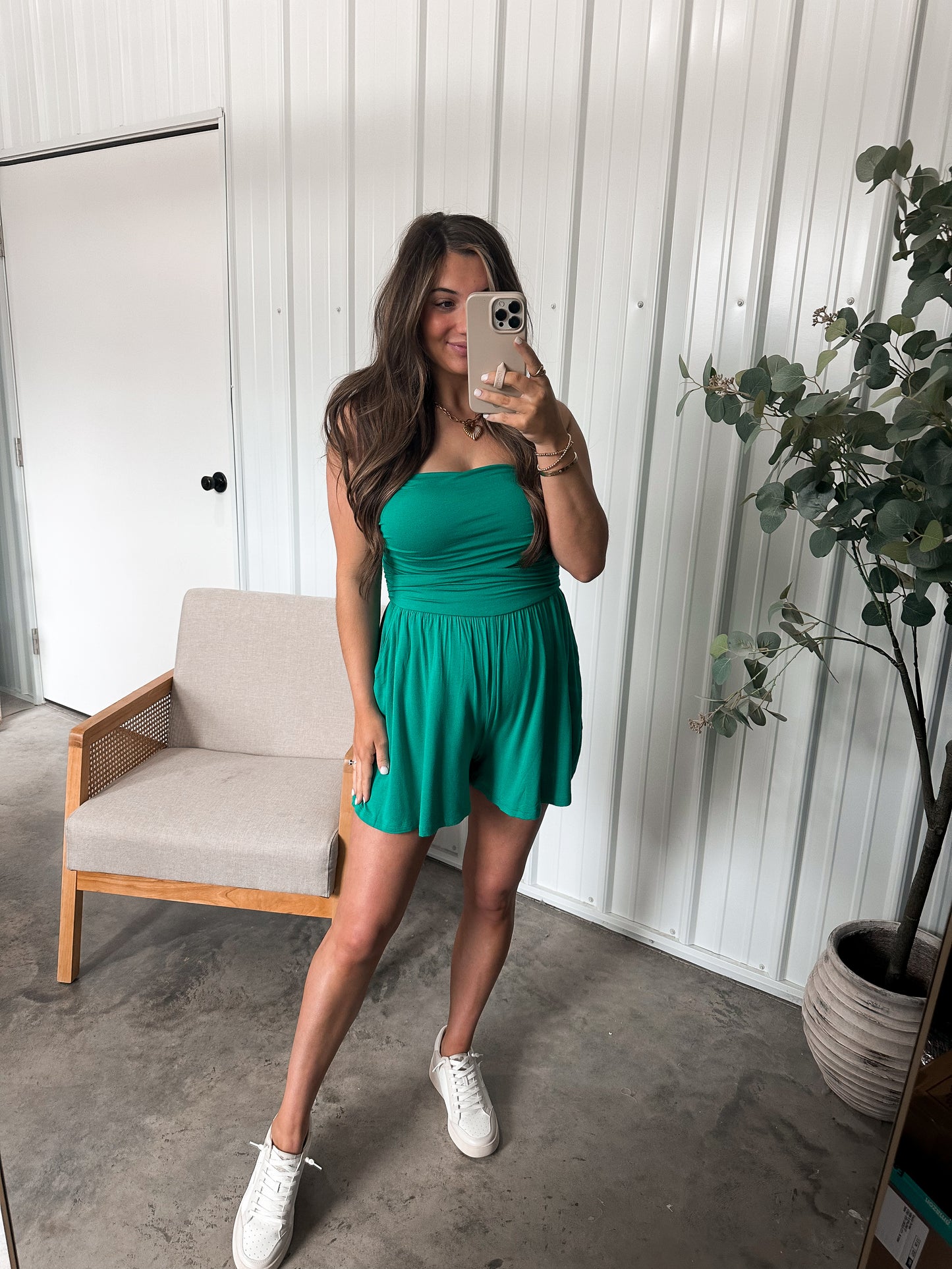 Sarafina Strapless Romper - Kelly Green