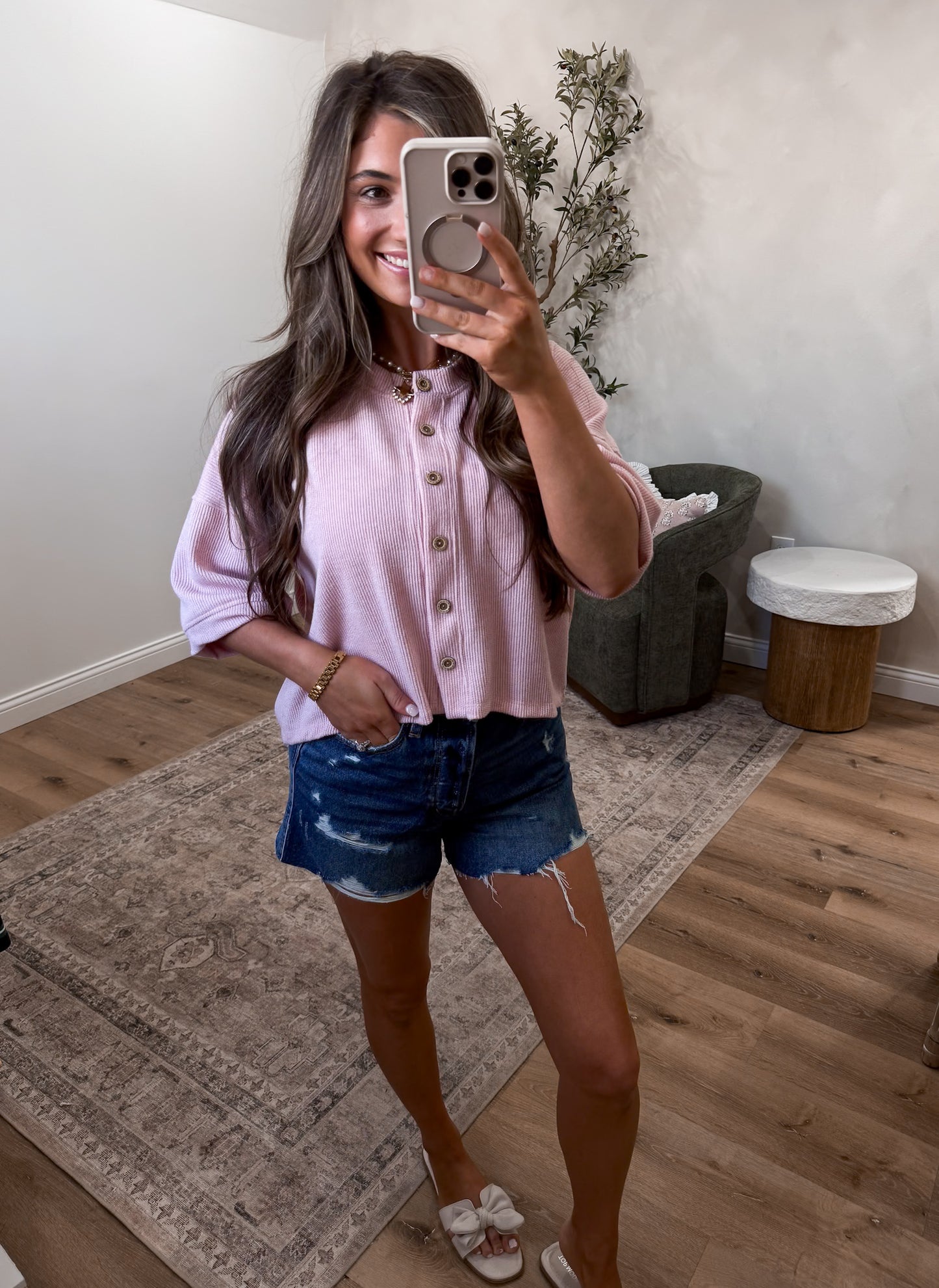 Amara Ribbed Knit Top - pink