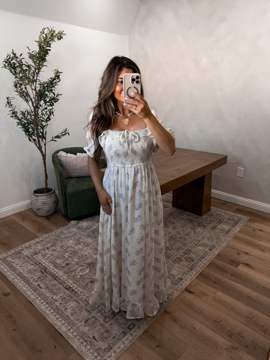 Simply Spring Floral Maxi Dress- Cream!