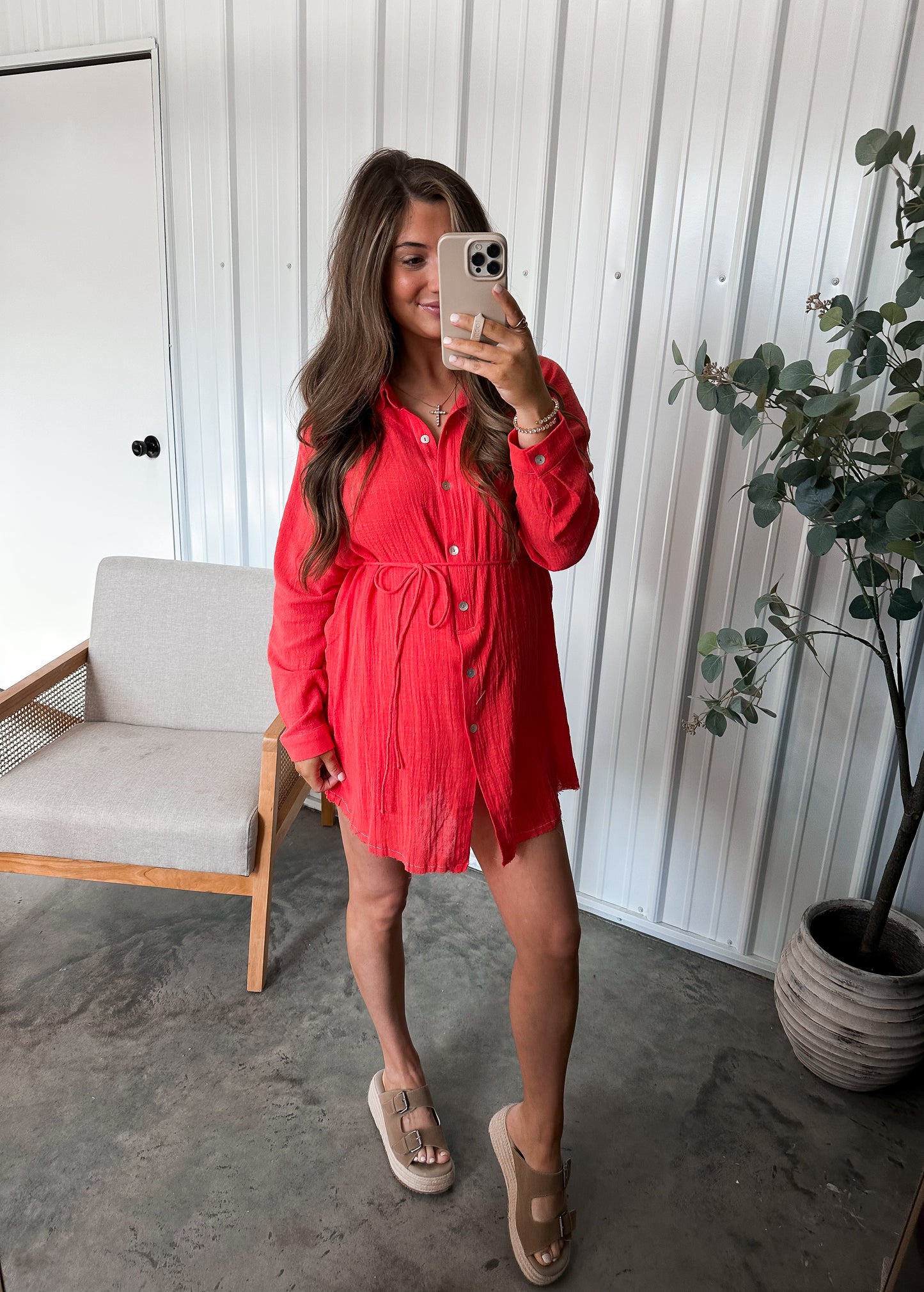 Coral Red Romper Dress - Restock!