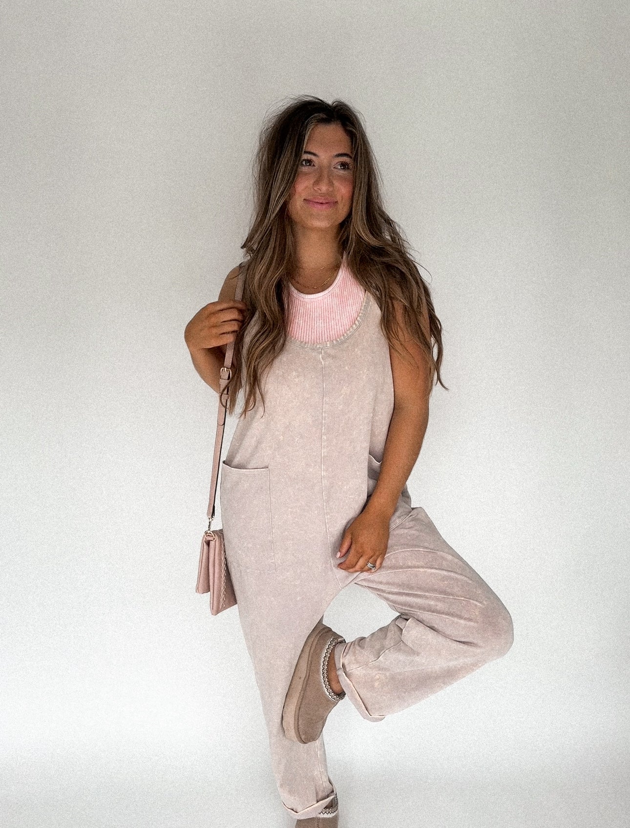 Staple Mineral Wash Jumpsuit - Ash Mocha