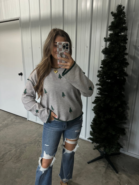 Oh Christmas Tree- Embroidered Sweater