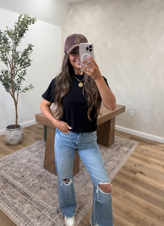 Boyfriend Cotton baby Tee- Black