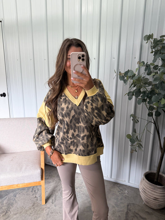Leopard Honey Patchwork Pullover