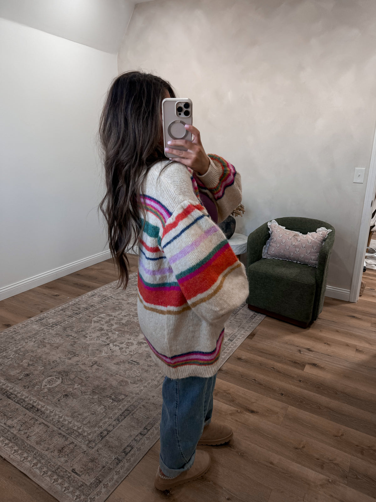 Sunset Carnival Striped Cardigan - cream multi *FREAKY FRIDAY SURPRISE ITEM*