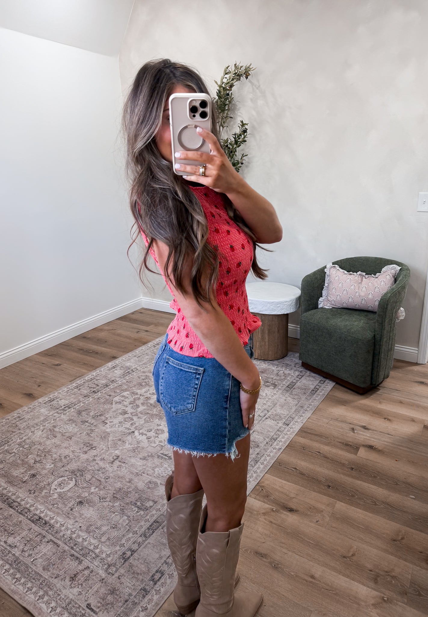 Lainey Stretch Denim Straight Shorts - medium wash