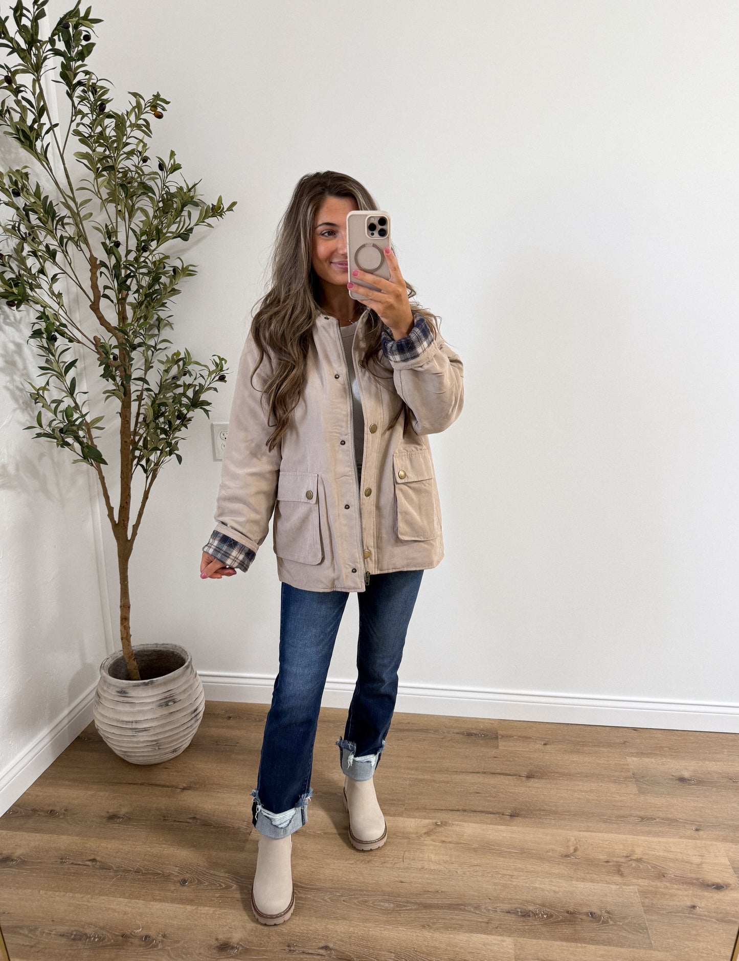 Riverbend barn jacket - navy /mocha flannel