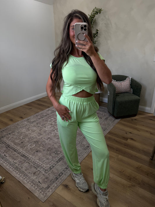 Kensley Crossover Jogger Set - lime