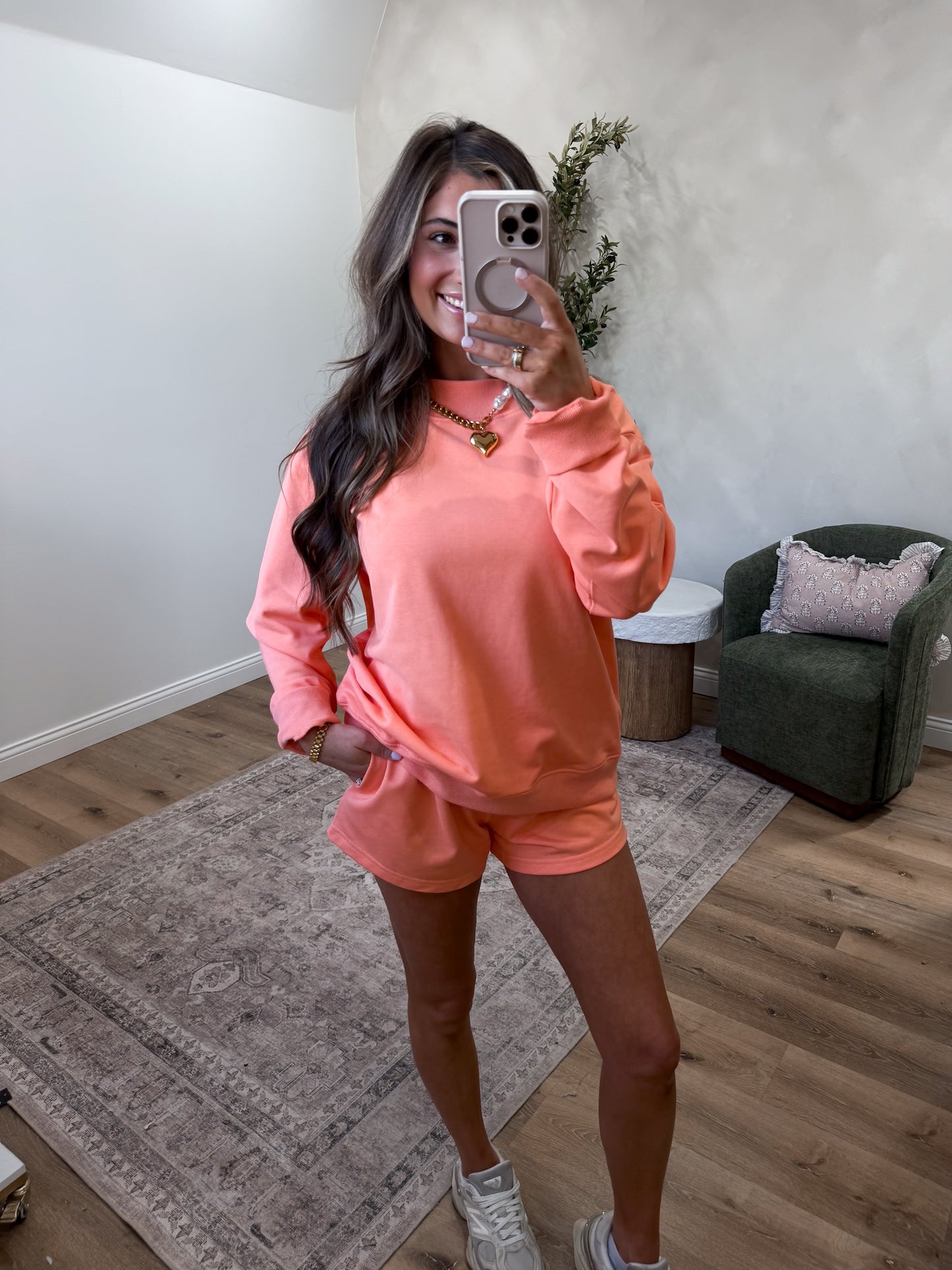 The Serenity Mock Neck & Shorts Set - cantaloupe