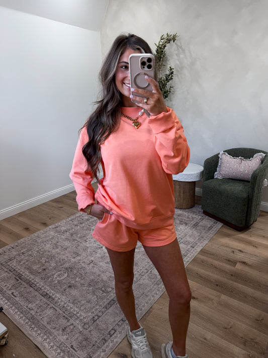 The Serenity Mock Neck & Shorts Set - cantaloupe