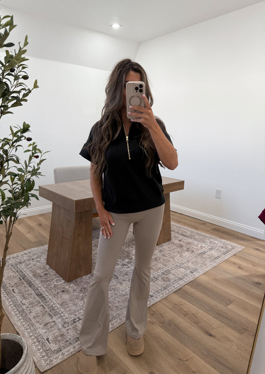 Scuba High Neck Half Zip Short Sleeve Pullover - 3 colors!