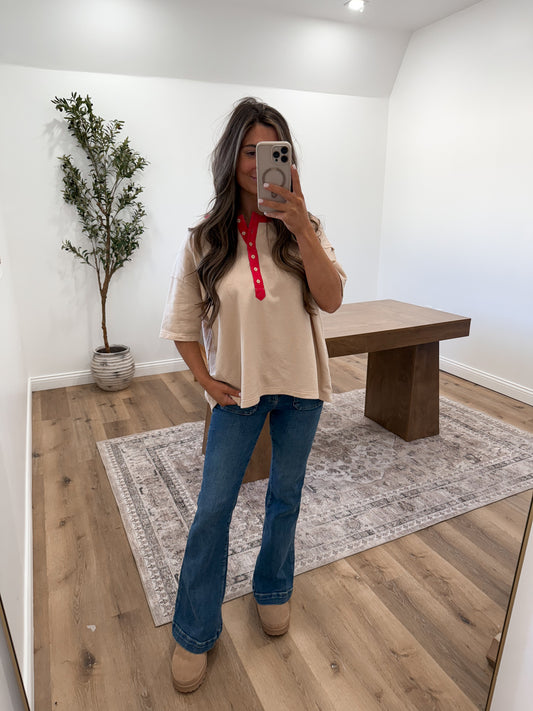 Cranberry Henley Tee