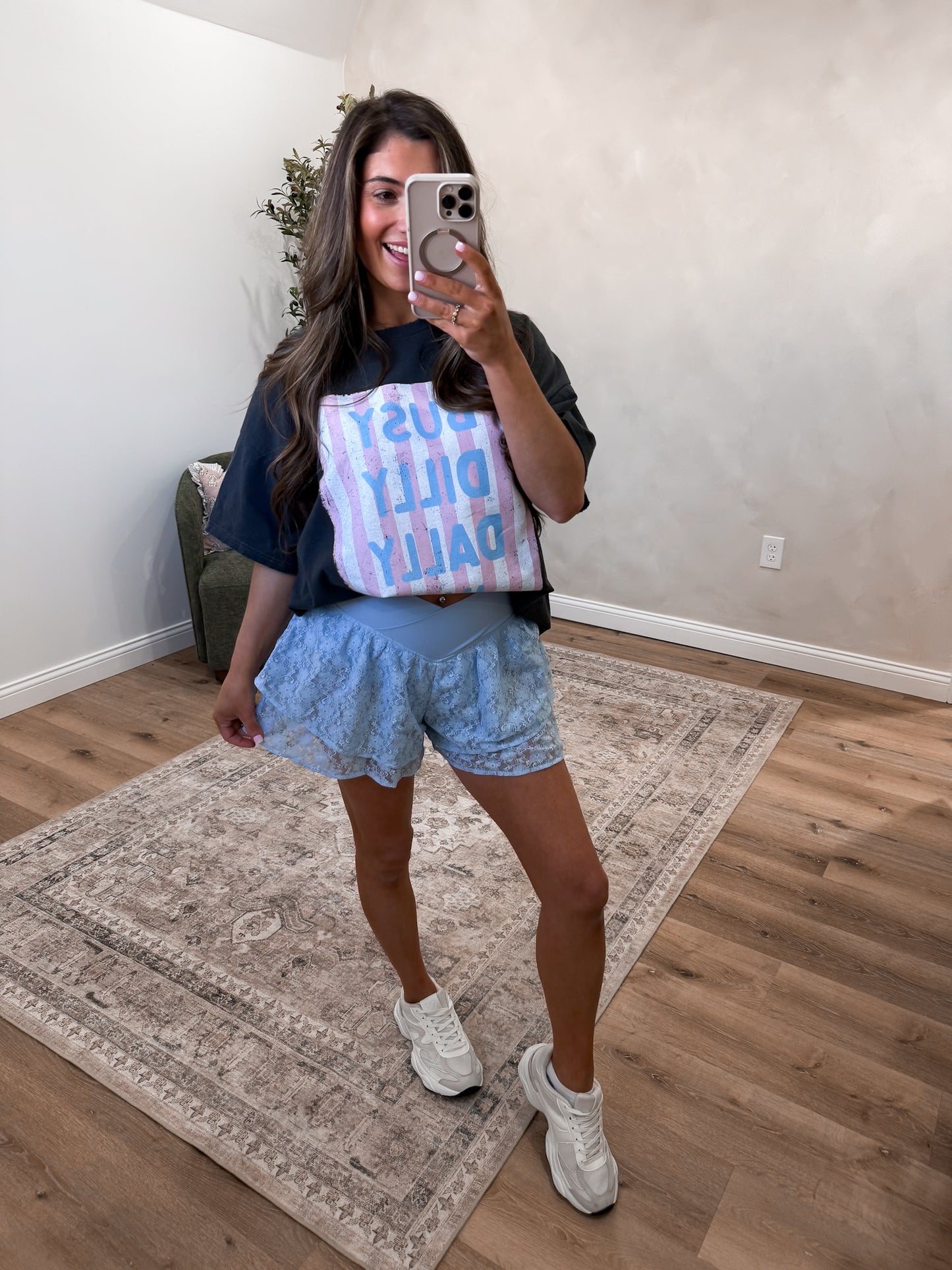 The Lacey Double Layered Activewear Shorts - sky blue