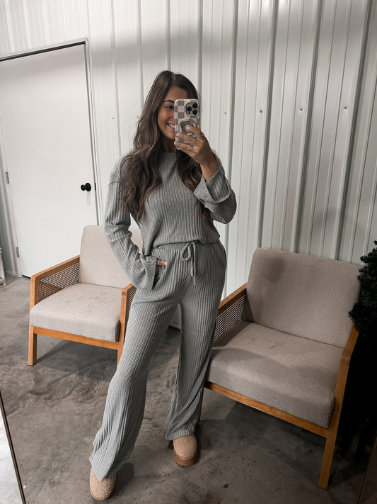 Heather  cozy ribbed 2-Piece Lounge Set