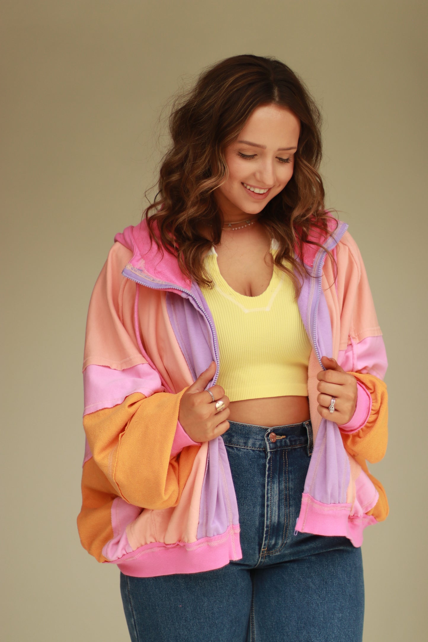 Sherbet Color block Hoodie