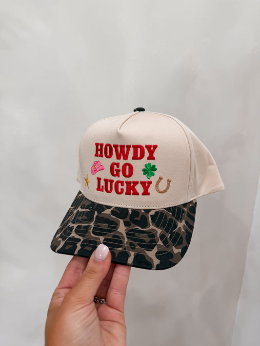 Howdy Go Lucky Trucker Hat - beige/leopard