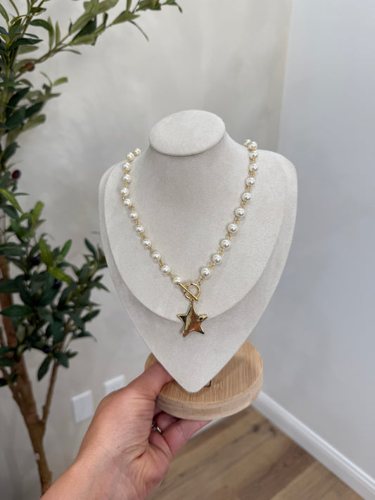 Shining Star Pearl Chain Necklace