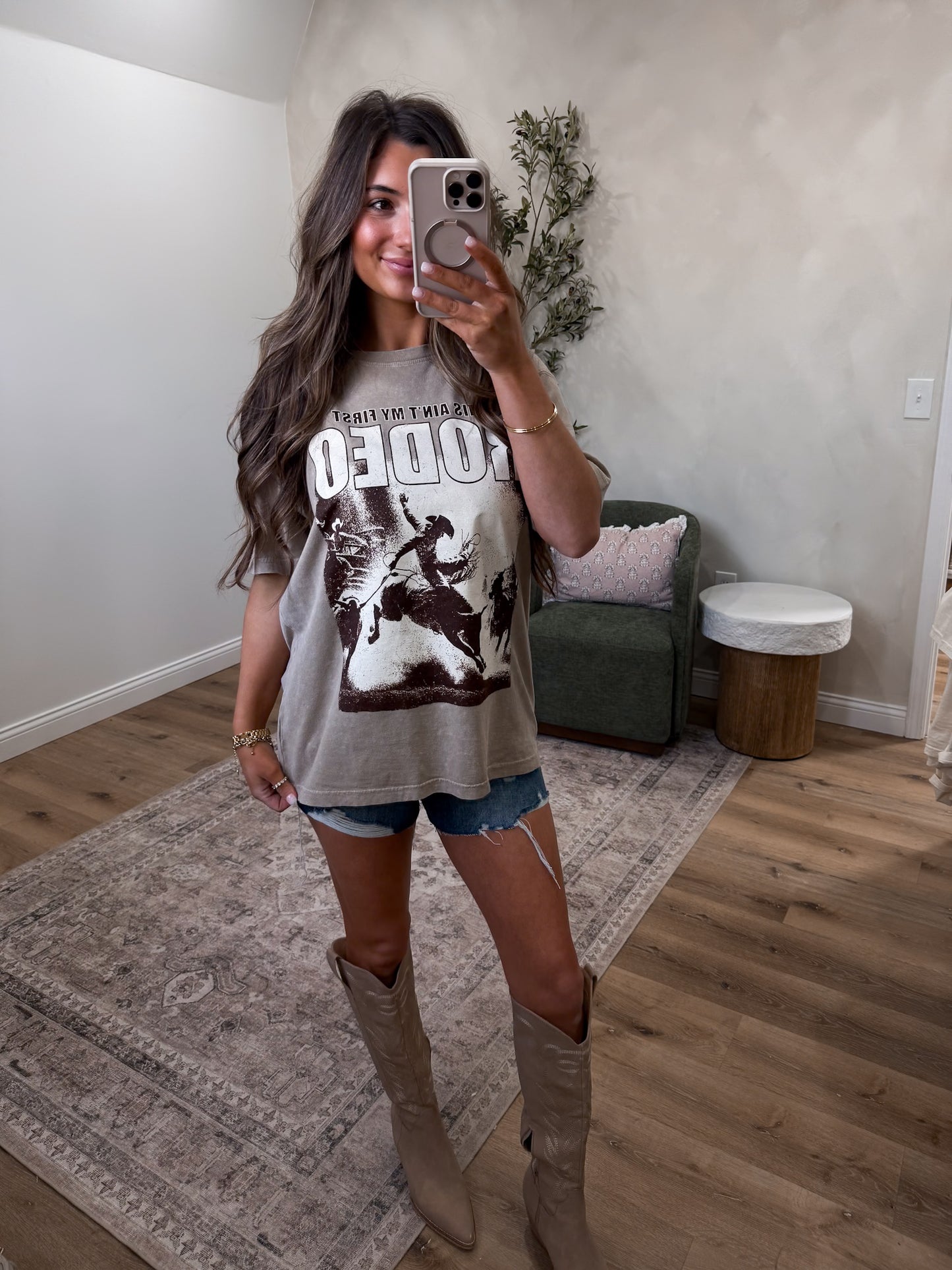 Rodeo Western Cowboy Graphic Tee - mocha