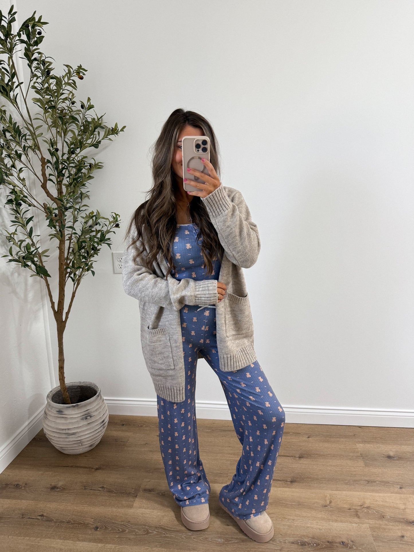 Open Front Sweater Cardigan - heather mocha