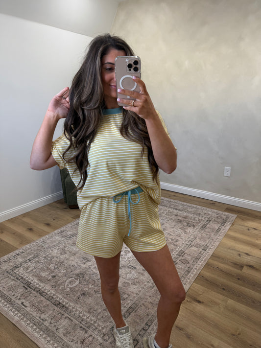 The Lydia Striped Casual Set - butter/sky *restocked*