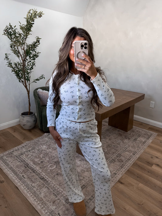 Sunday Bloom Pointelle Set - ivory floral
