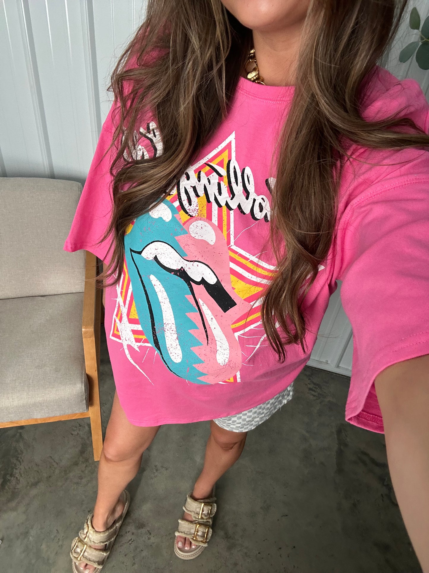 Hot Pink Rolling Stones Licensed Tee