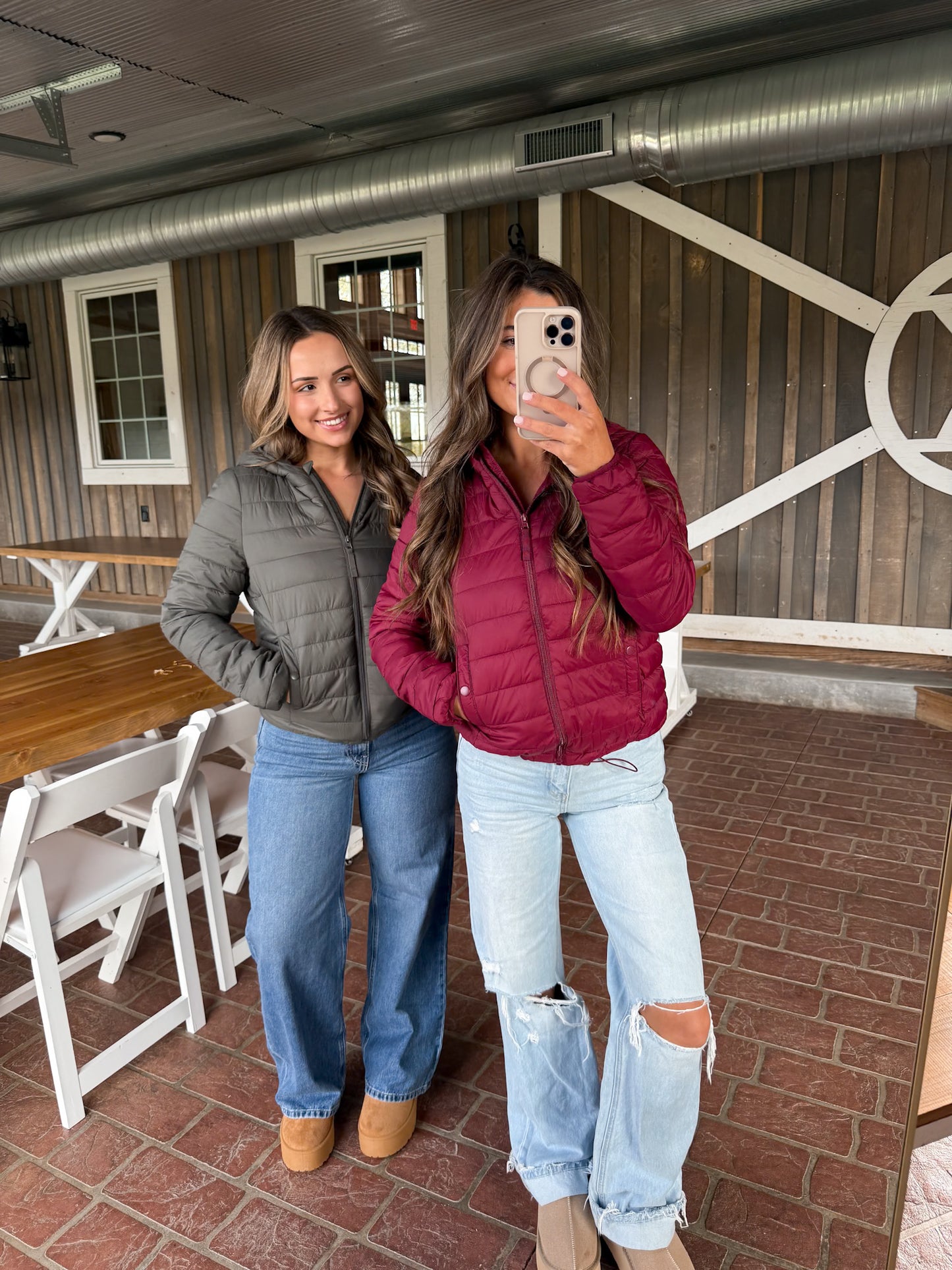 Hooded Light Puffer Jacket- Olive