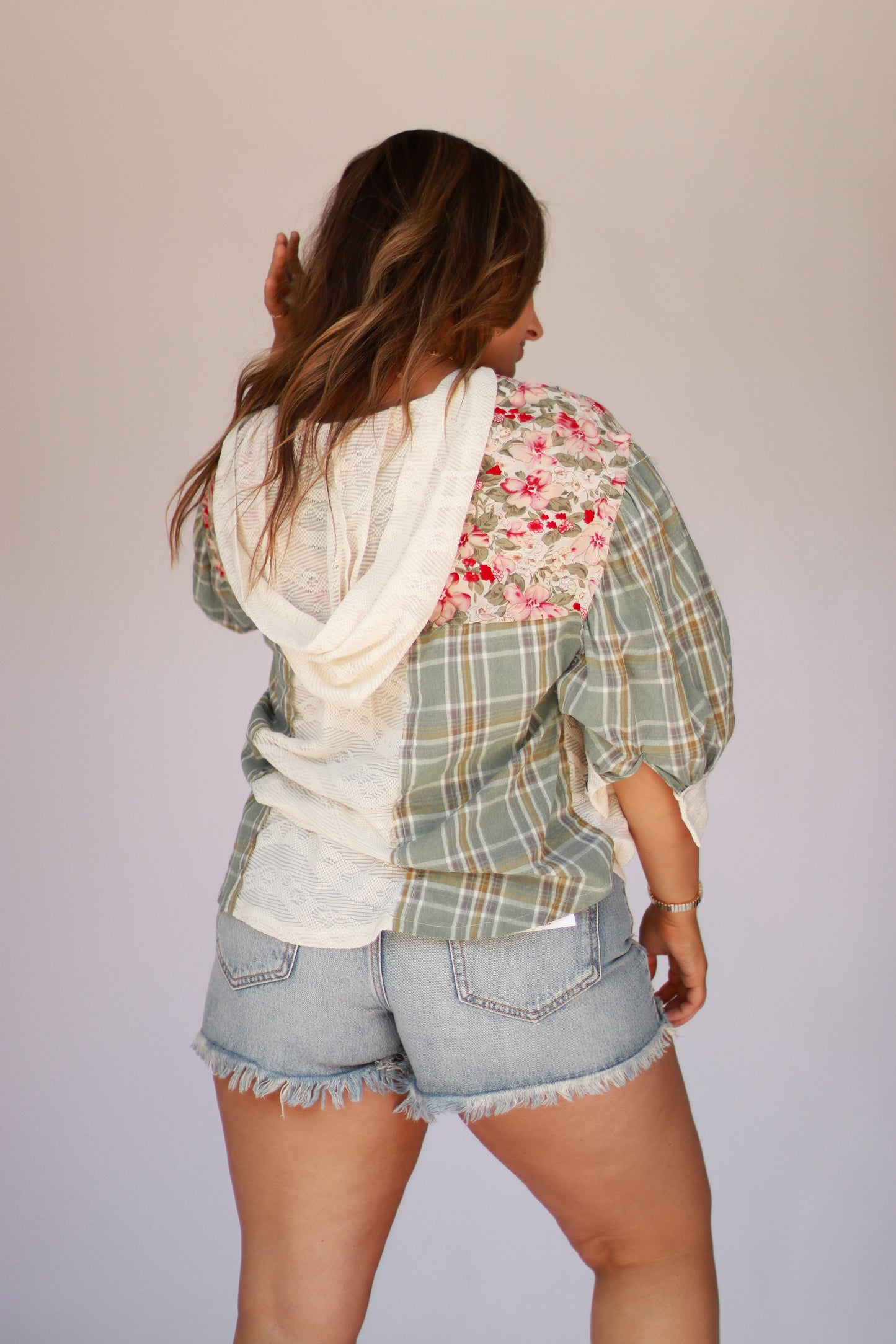 May Floral Plaid Combo Jacket