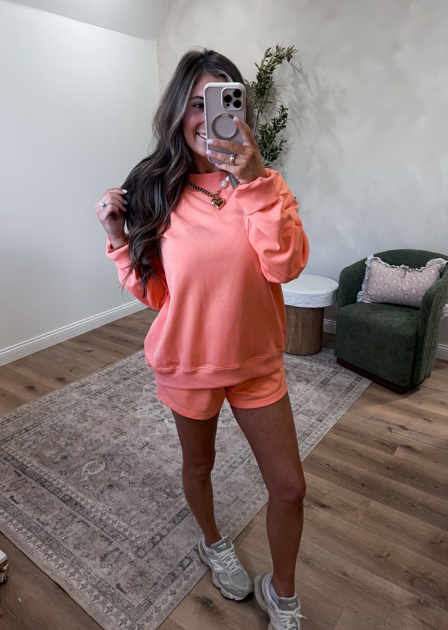 The Serenity Mock Neck & Shorts Set - cantaloupe