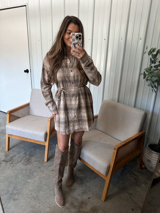 Harvest plaid romper dress