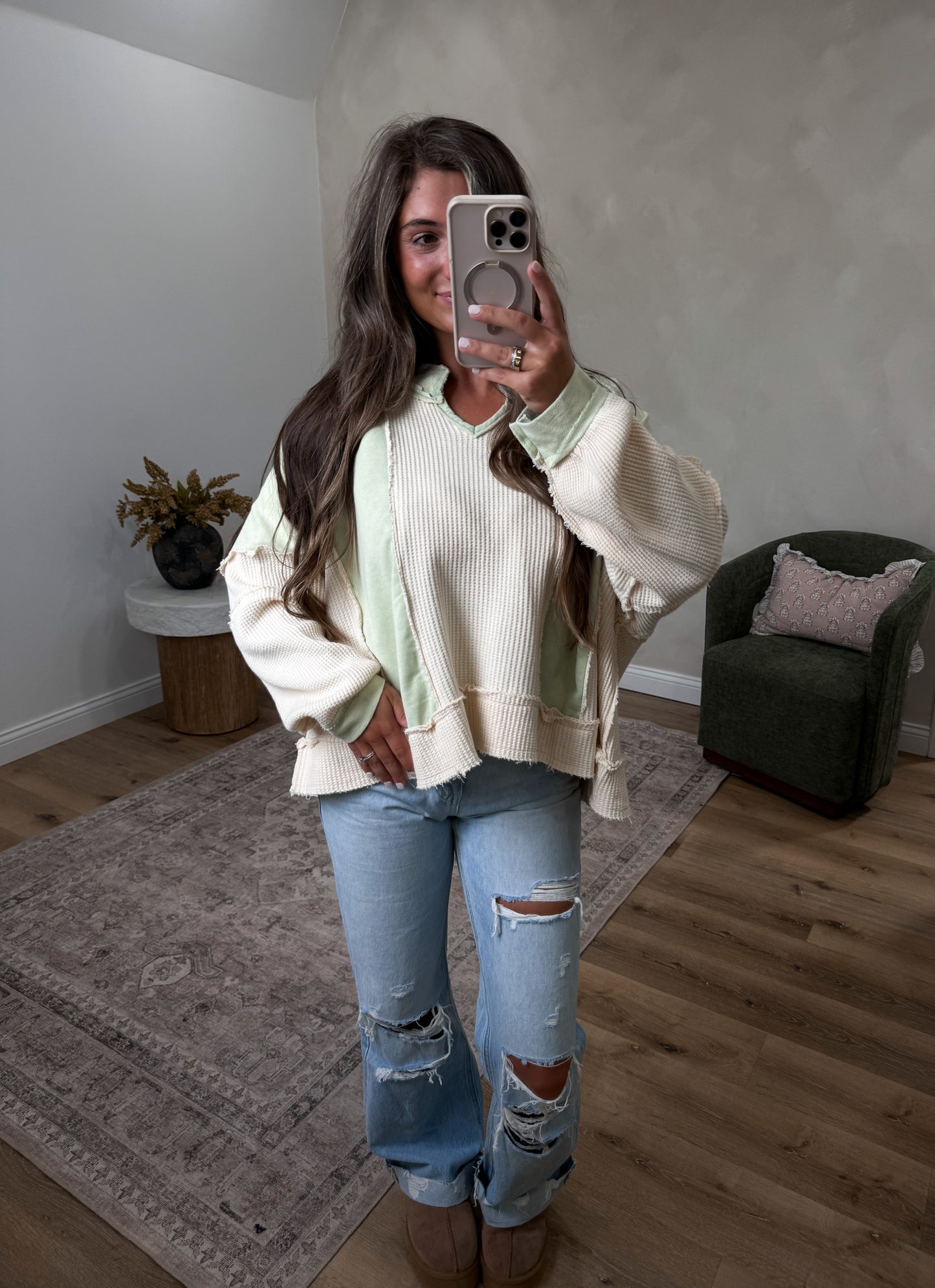 Symphony Contrast Pullover - green multi