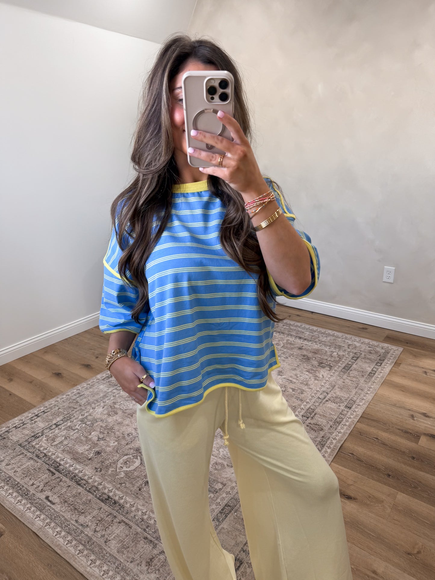 Happy Hues Striped Relaxed Top - blue combo