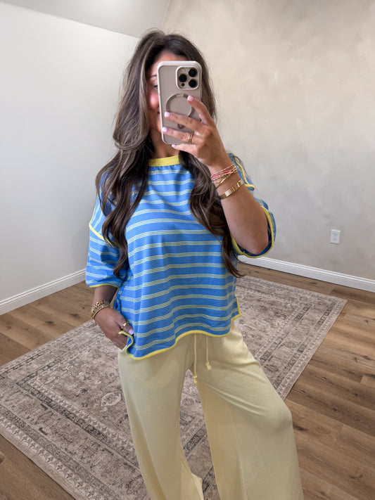 Happy Hues Striped Relaxed Top - blue combo
