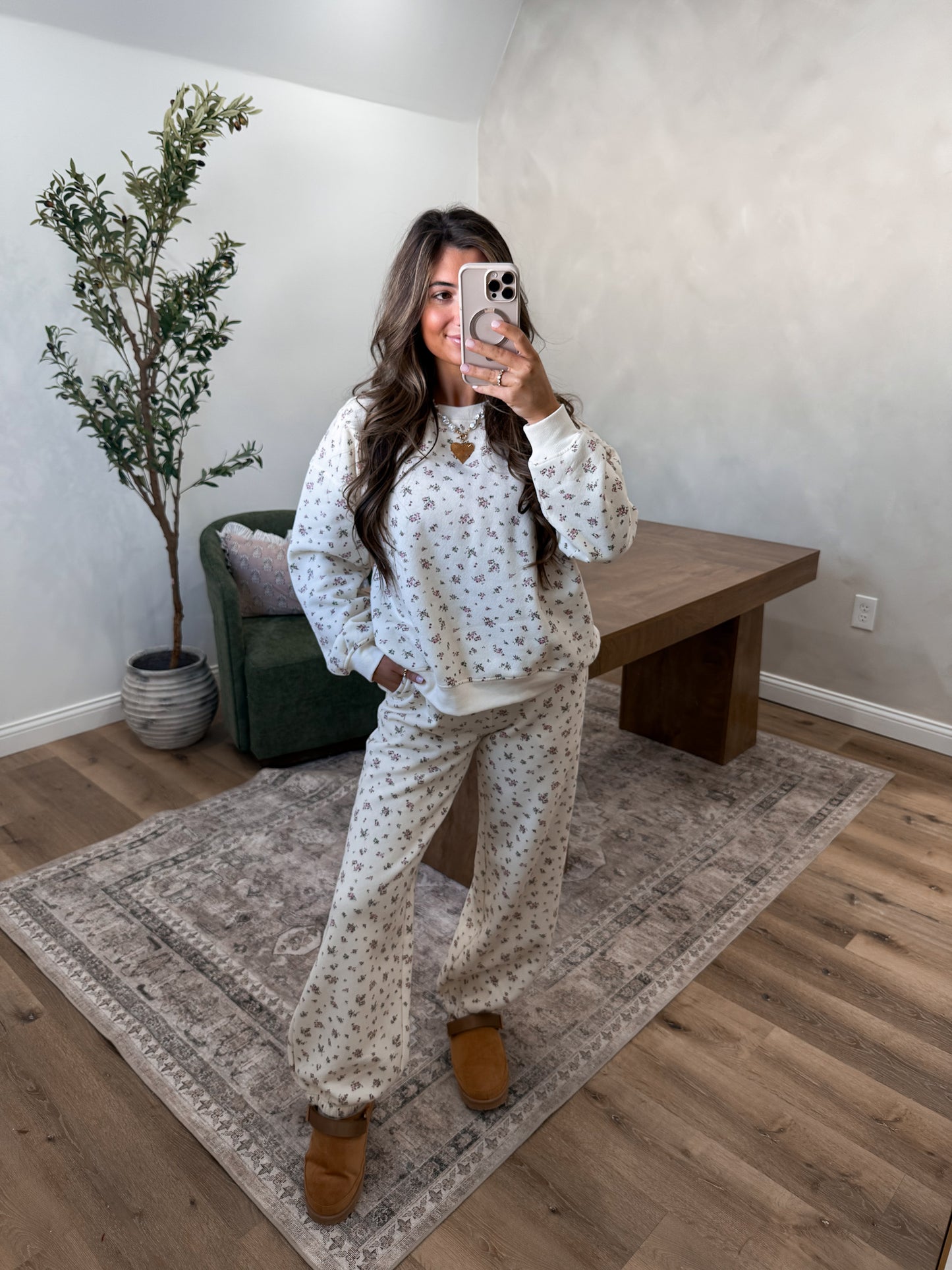 Bloomcore Jogger Set- ivory/pink floral