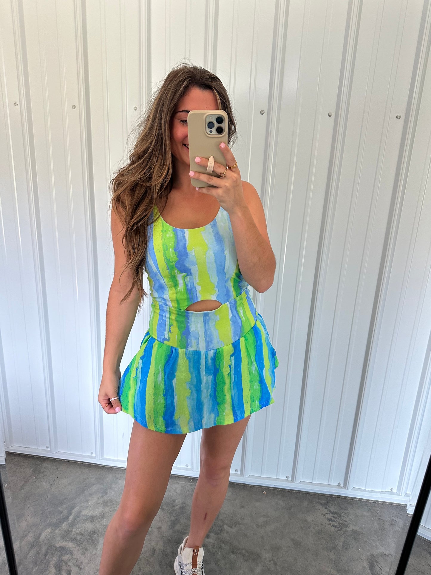 Whitney watercolor Print Sporty Skort Romper