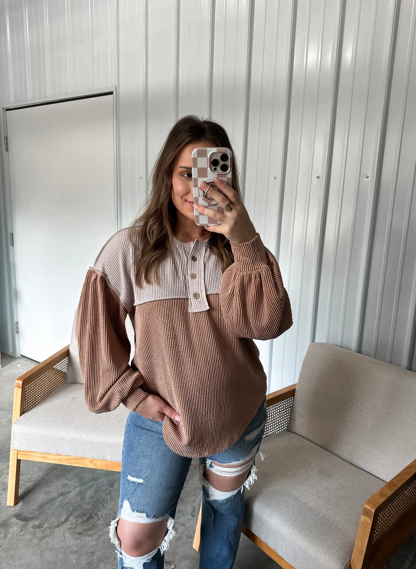 Tinsley Two-Toned Ribbed Pullover