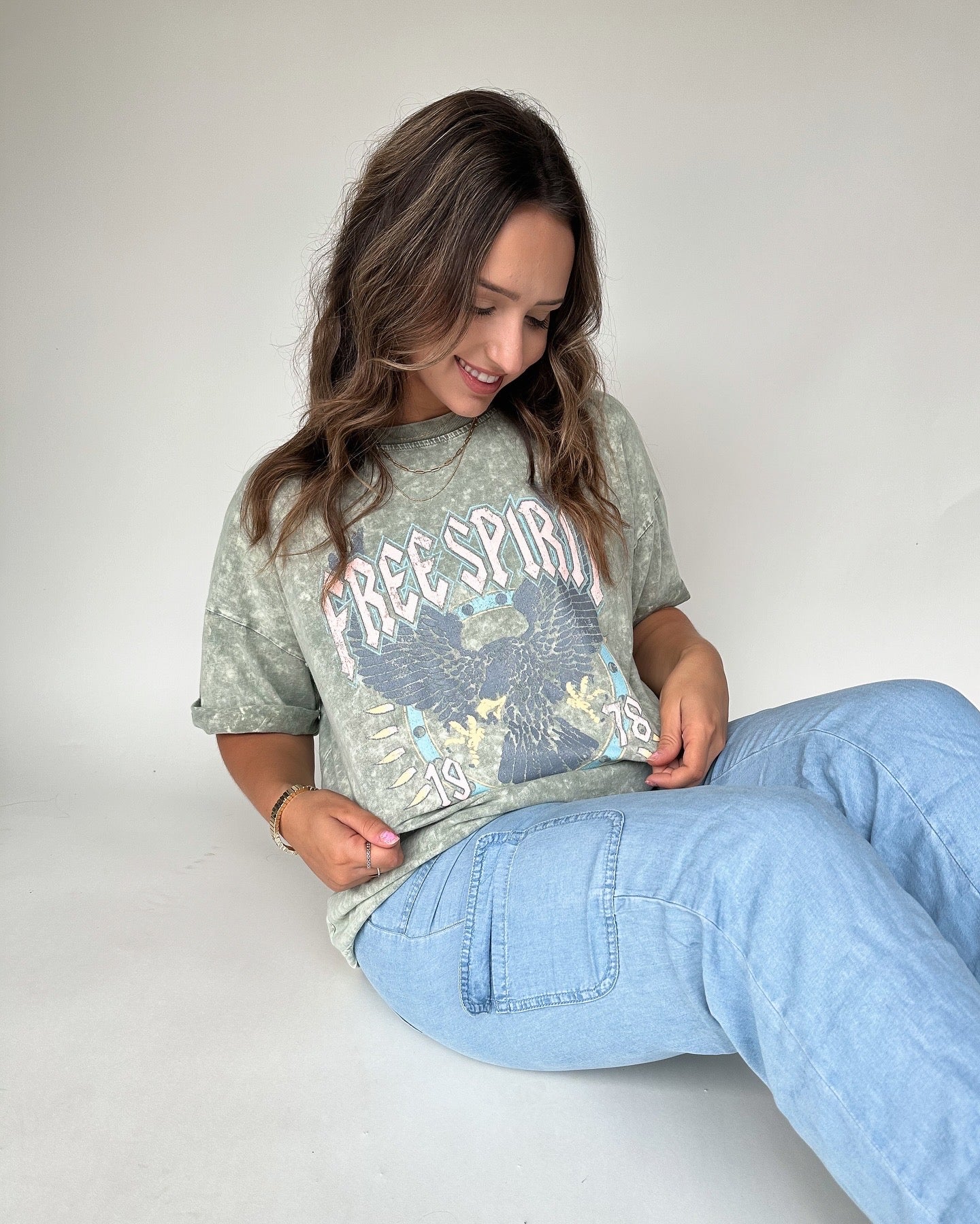 Olive Washed Free Spirit Tee