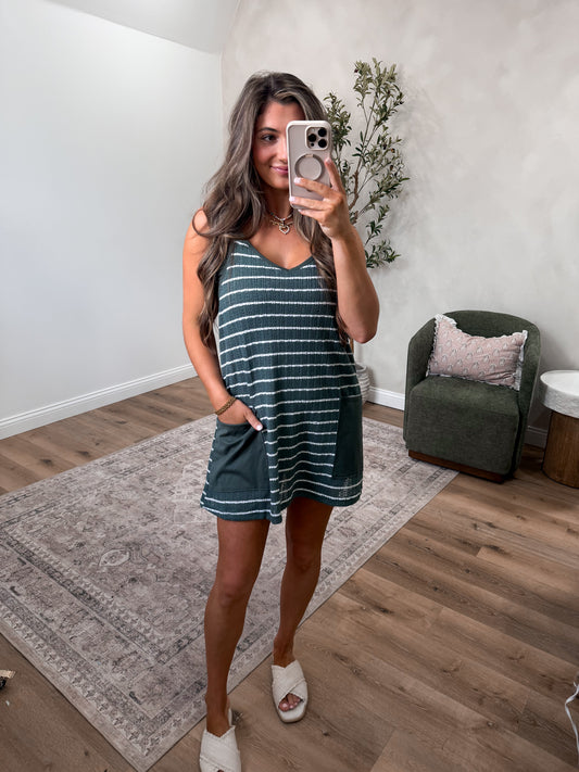 SeaBreeze Crotchet Detail Active Dress - green/white