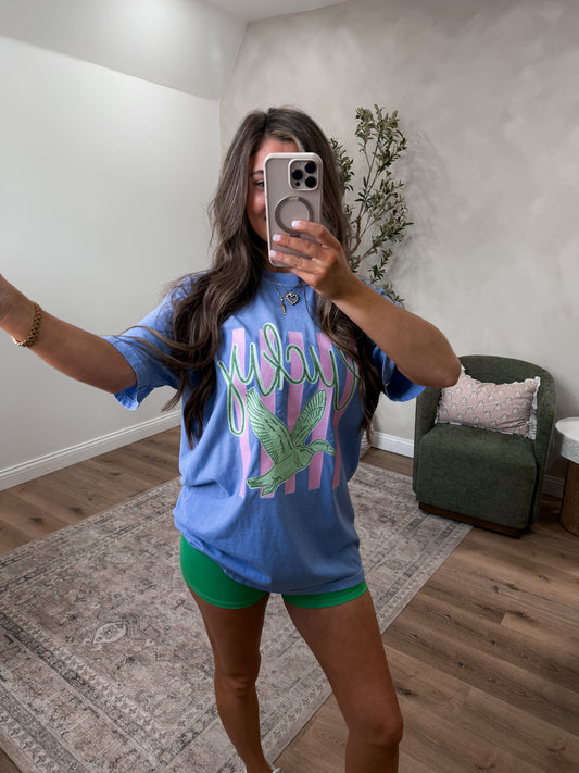 "Lucky" Duck Tee - periwinkle *SIZE L & XL PREORDER FOR 5/21**