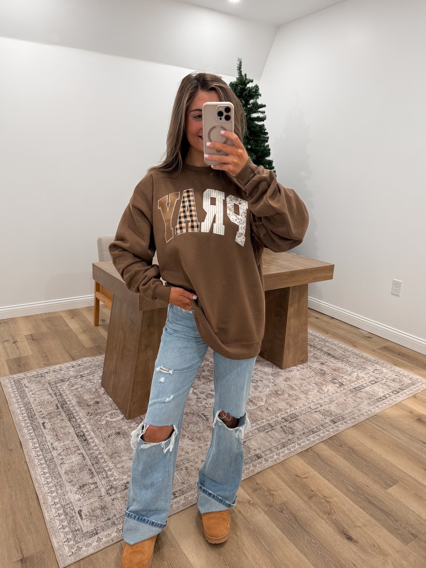 "Pray" Applique Embroidery Crew - 2 colors!