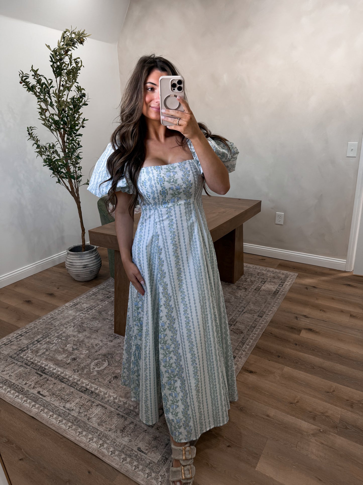 Floral Flirt Midi Dress - blue