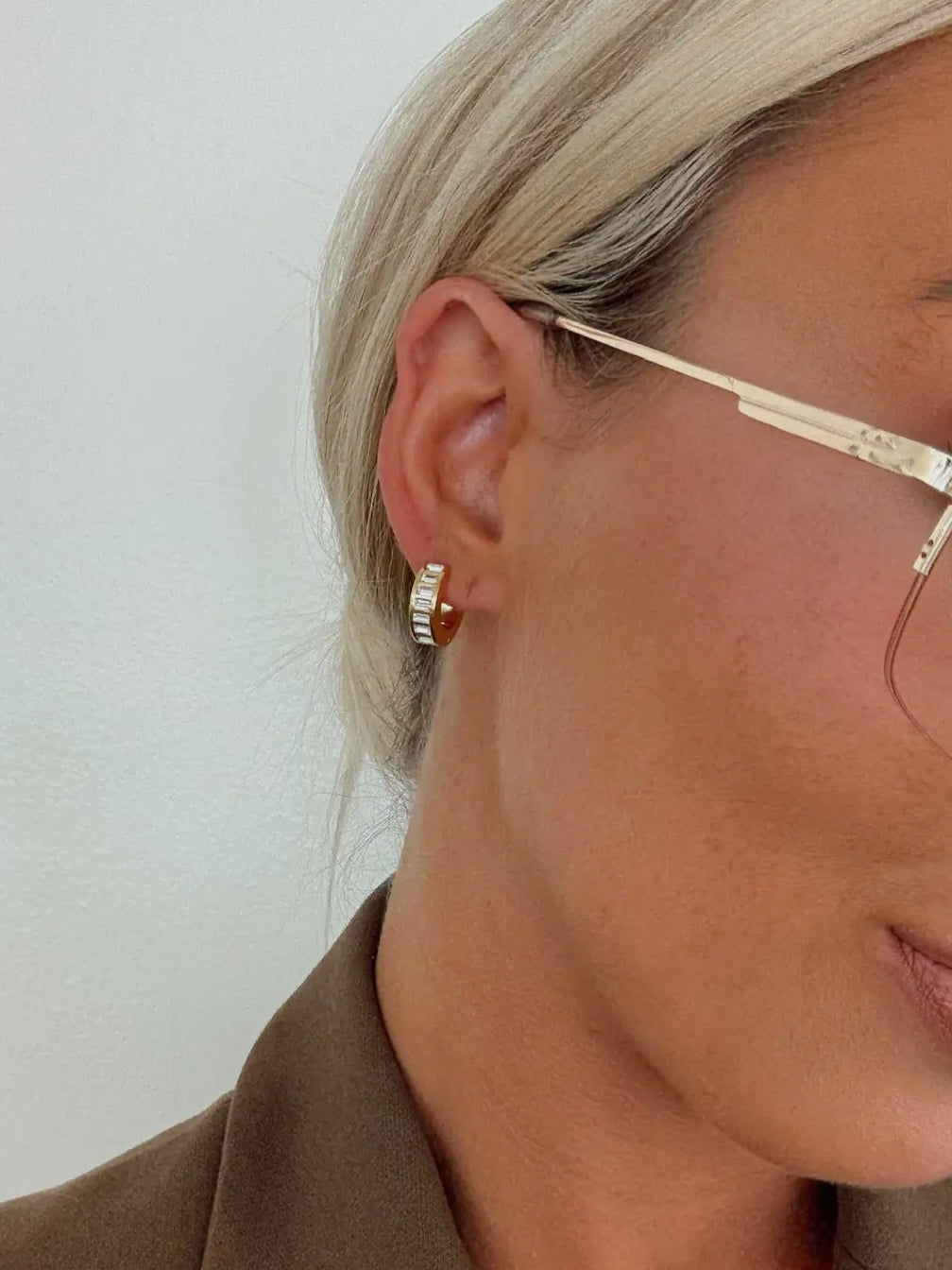 Waterproof rhinestone hoop Earrings