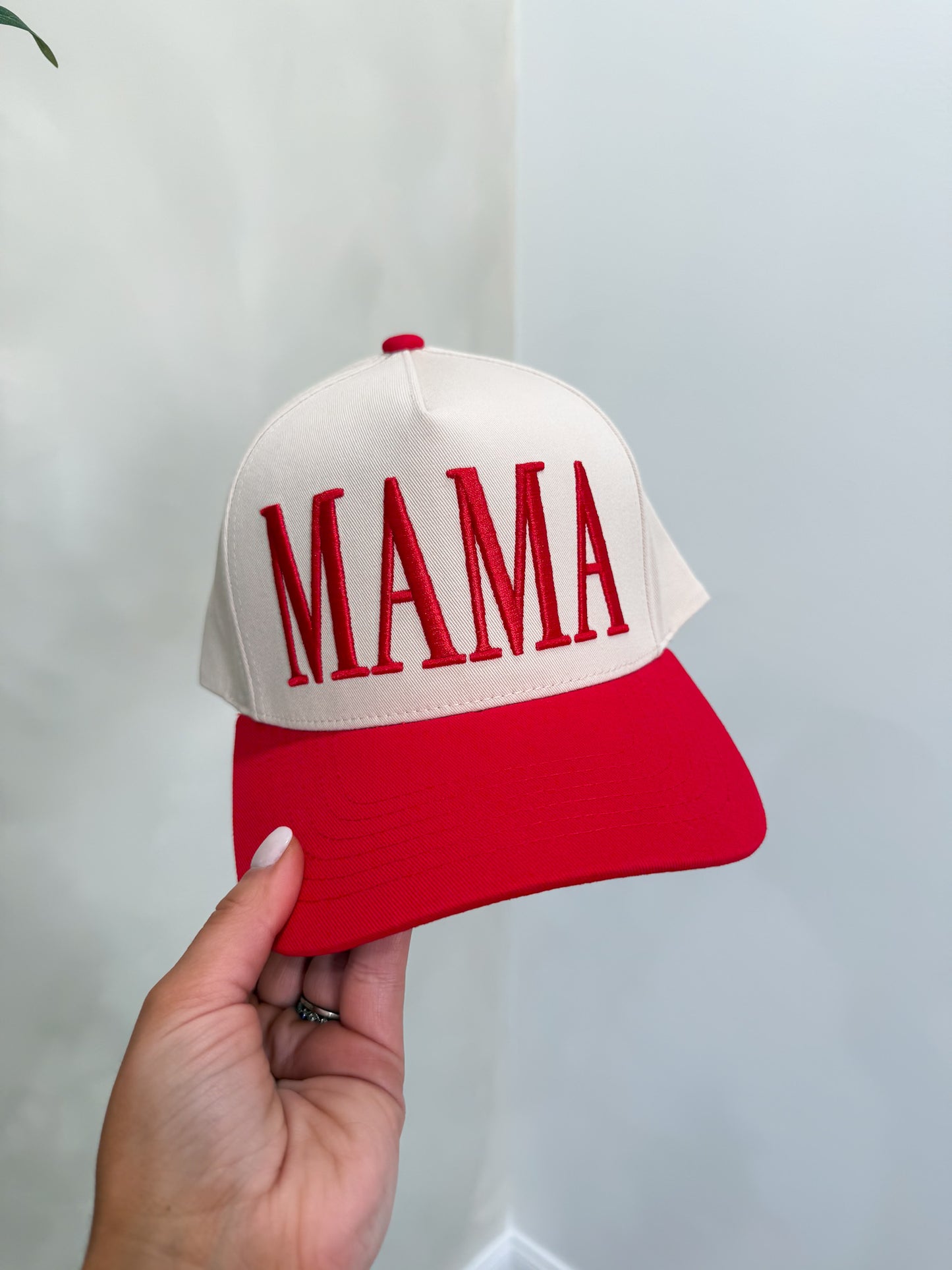 MAMA Embroidered Trucker Hat - red