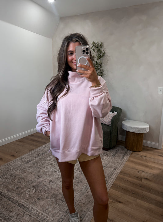 CozyFlex mockneck pullover - blush pink