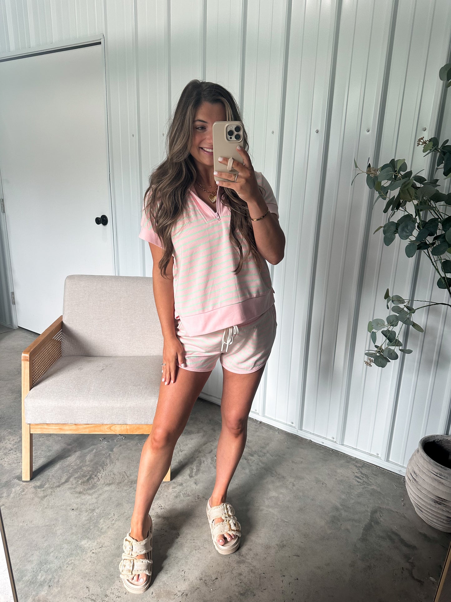 Pink Sherbet Striped Set- Green/Pink