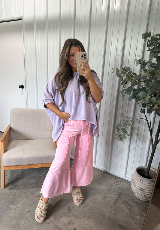 Bella Patchwork Pants- Pink