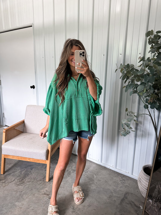 Diana Drawstring Pullover- Green
