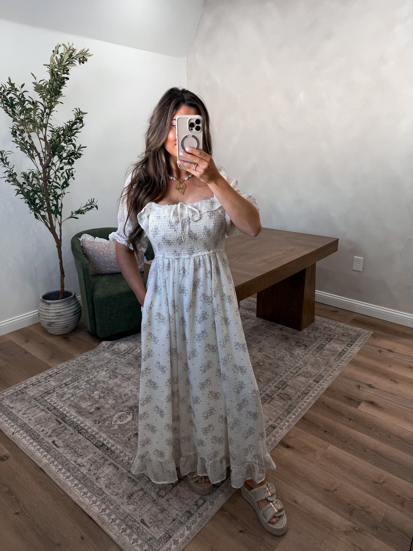 Simply Spring Floral Maxi Dress- Cream!