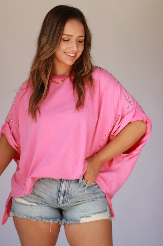 Fushia Studded Dolman Top